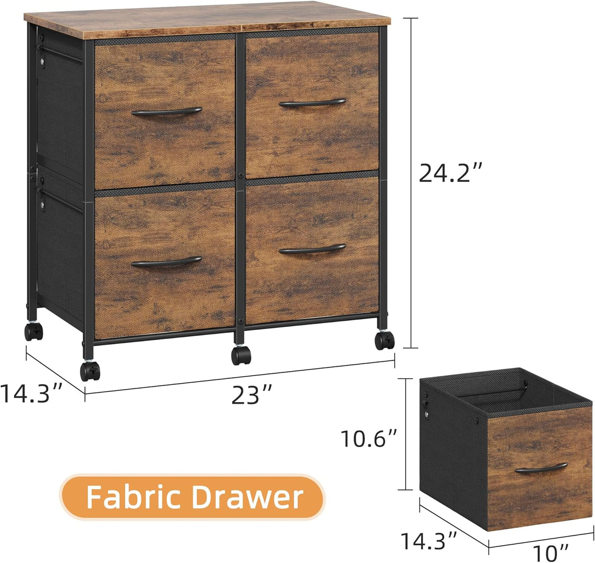 higdbfe 4 drawer lateral file cabinet, mobile filing shown in use