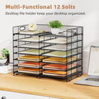 Marbrasse Desktop Literature Organizer, 12 Compartments Mesh Paper Organizer - Image 2
