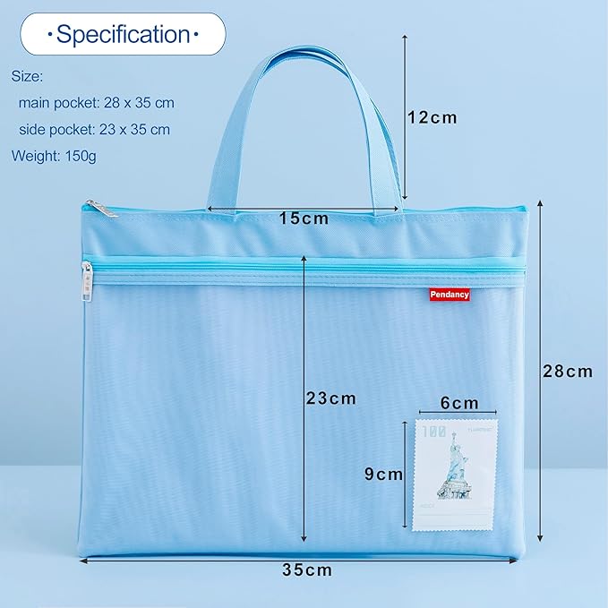 Pendancy Mesh Zipper Pouch 11x13.7 in, A4 Size Foldable Document Storage - Image 2