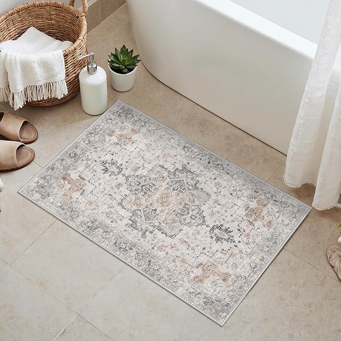 GENIMO Area Rug 2x3 Doormat, Machine Washable Low Pile Rugs, Small Retro - Image 3