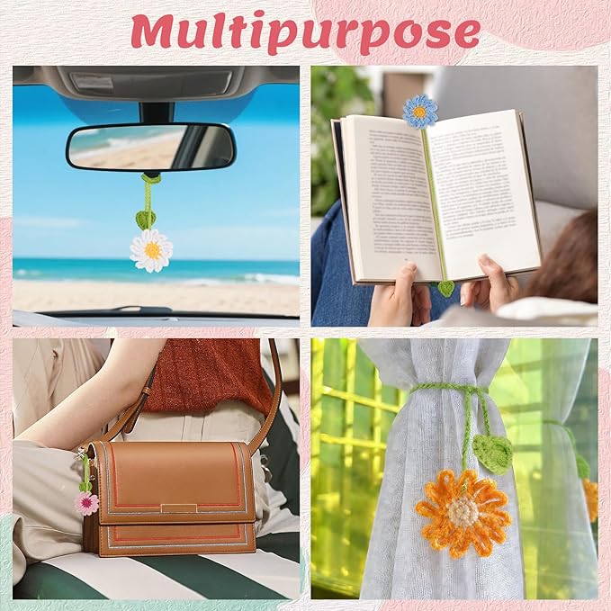 Crochet Bookmarks for Women & Book Lovers, Cute Flower Page Markers for - Image 5