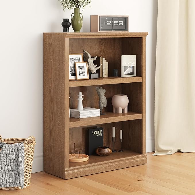 Bevfint 43 in Tall Bookcase, 3-Tier Bookshelf Open Storage, 33 inch Wide Floor by Bevfint