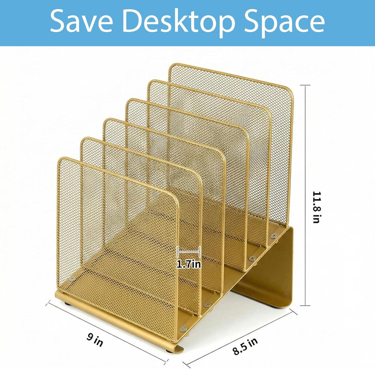 LEKETREE File Organizer for Desk, File Folder Organizer with 5-Section Vertic...