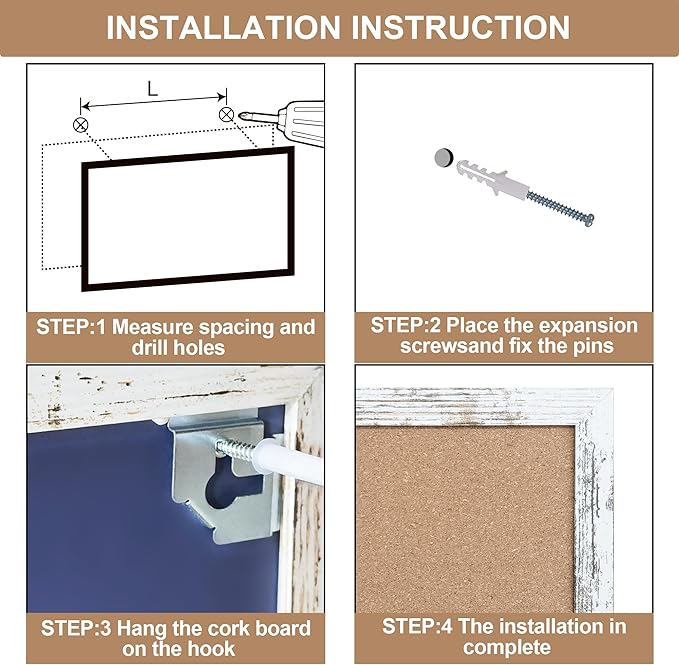 Cork Bulletin Board, 48 X 32 Inches White Framed Message Vision Board, Large - Image 4