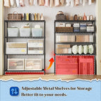DurayLoly 4- Shelf Metal Shelving Unit Adjustable Storage Shelves Heavy Duty - Image 4