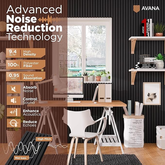 Avana Acoustic Wood Wall Panels – 47.2 X 12.6 Inch Black Oak Acoustic Panels 2 - Image 5