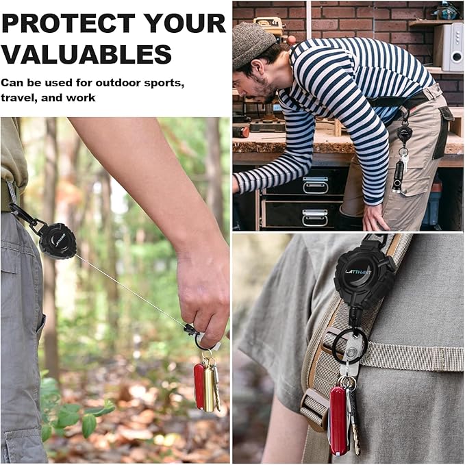 LATTHANT Badge Holder Retractable Clip, Heavy Duty Retractable Keychain - Image 7