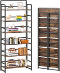 4NM No Assembly 6 Tiers Folding Bookshelf Storage Shelves Vintage Bookcase by 4NM