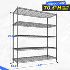 45 "W Storage Shelves 5 Tier Wire Shelving Unit Adjustable Metal Shelving Wire - Image 3