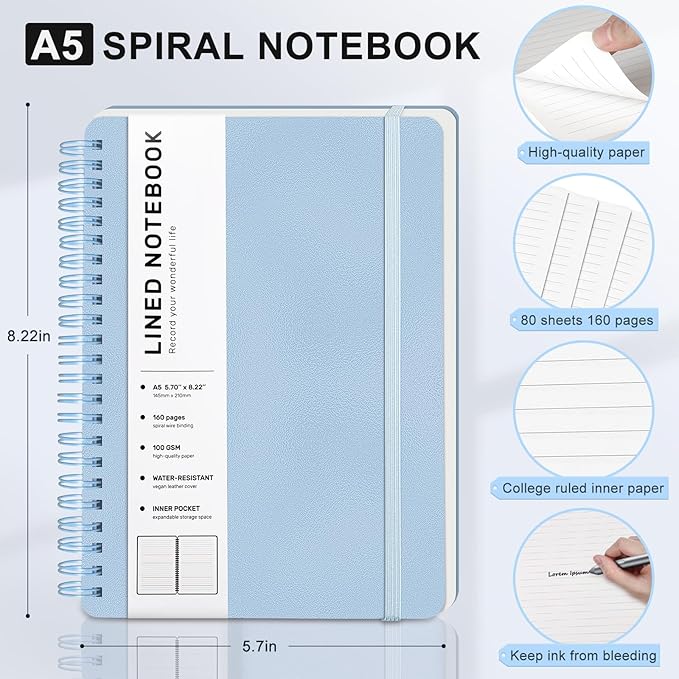 ABERLLS Blue Lined Spiral Journal Notebook - Image 2