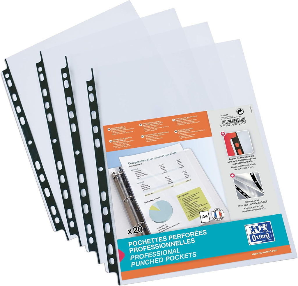 Elba 100206895 12/100 Polypropylene Pack of 20 A4 Punched Pockets