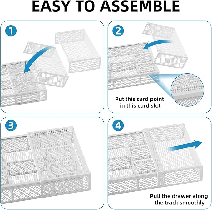 Marbrasse Expandable Desk Drawer Organizer, Mesh Drawer Organizer Tray - Image 7