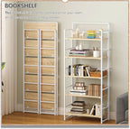 4NM No Assembly 5 Tiers Folding Bookshelf Storage Shelves Vintage Bookcase - Image 3