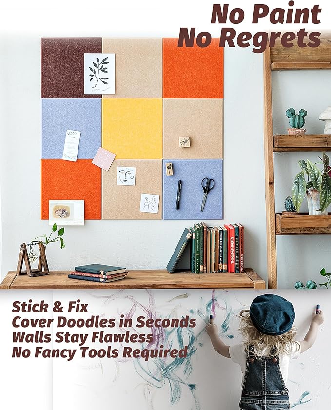Felt Bulletin Board Wall Tiles, Cork Board Alternative - Image 2