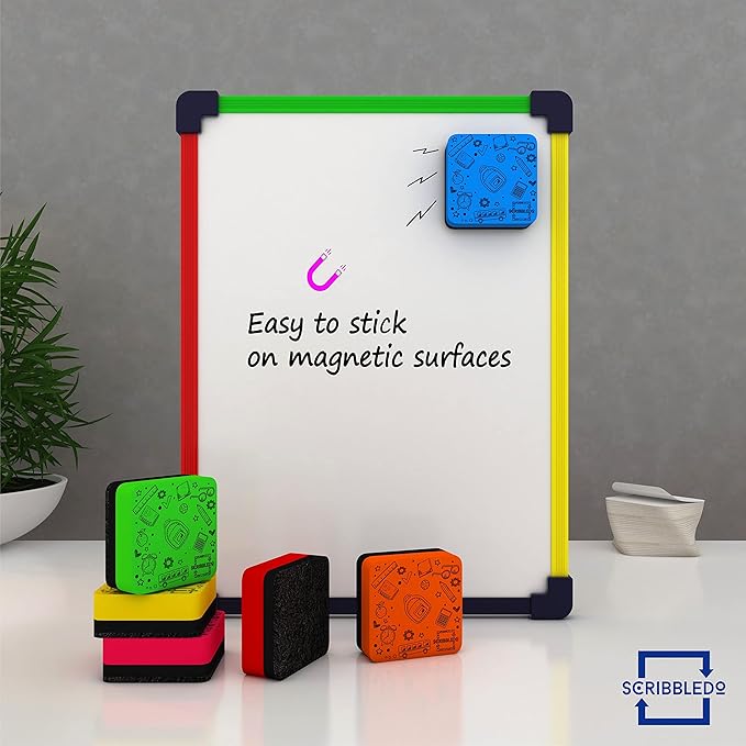 12 Pack Dry Erase Erasers Assorted Colors Magnetic Whiteboard Erasers - Image 7