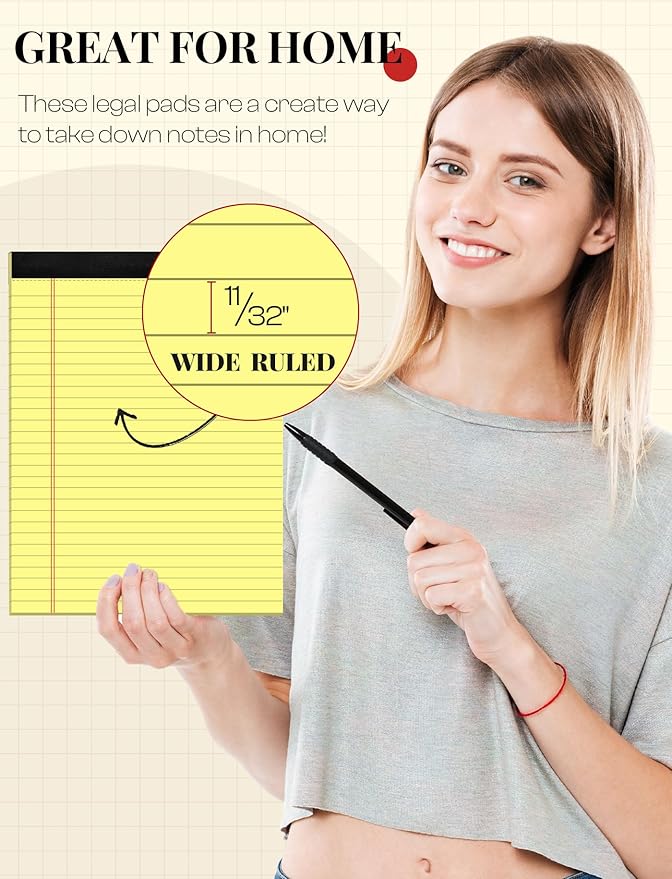 Yellow Legal Pads 8.5 x 11 Writing Pads Yellow Note Pads 8.5 x 11 Perforated - Image 3