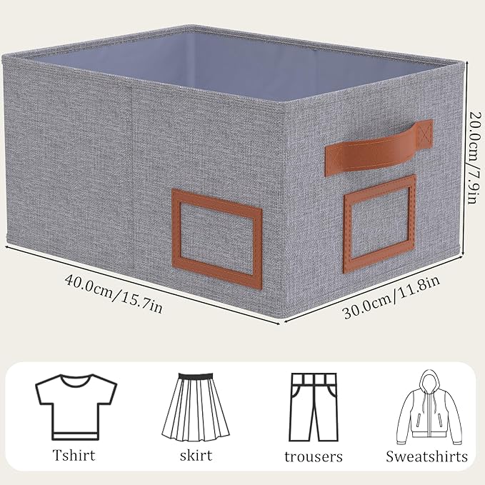 OUTBROS Foldable Storage Box for Shelves, 15.7 x 11.8 x 7.9 inch Fabric Baskets - Image 7