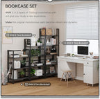 4NM No Assembly Folding Bookshelf Storage Shelves 3 Tiers Vintage Bookcase - Image 5
