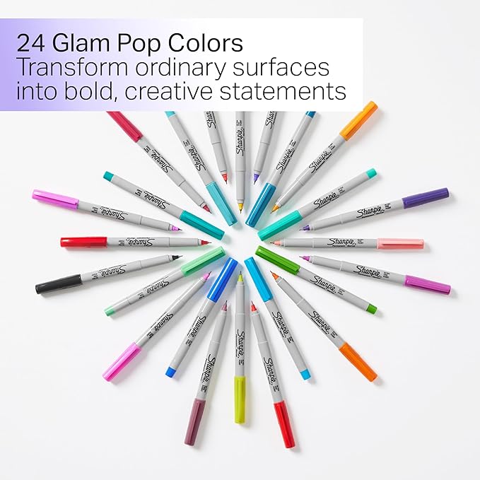Sharpie Glam Pop Permanent Markers, Ultra Fine Tip Set, Coloring and Drawing - Image 2