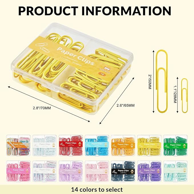 NEEWAY Colorful Paper Clips Assorted Sizes, Small and Large Paper Clips - Image 2