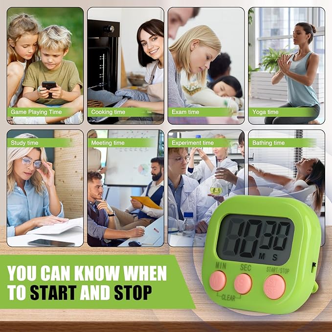 6 Pack Multi-Function Electronic Timer, Colorful Kitchen Timers Digital Magnetic - Image 2
