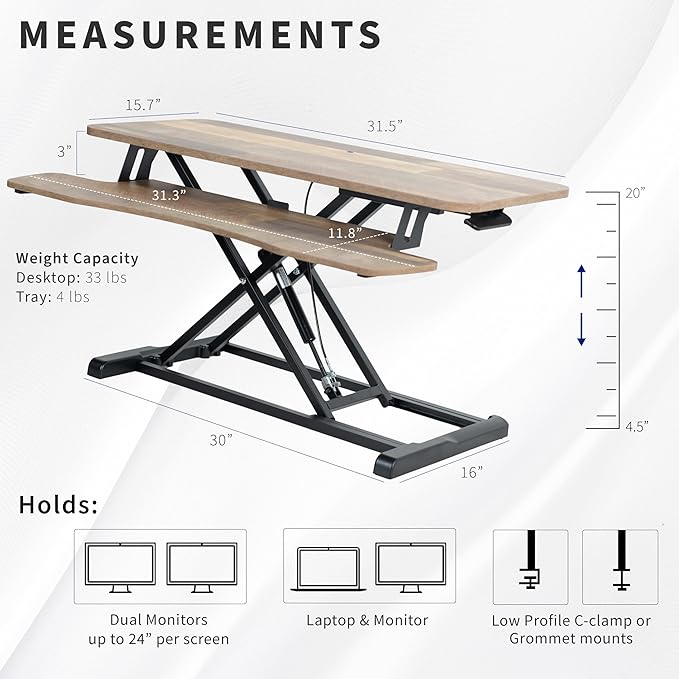 VIVO 32 inch Desk Converter, K Series, Height Adjustable Sit to Stand Riser - Image 3