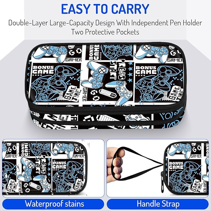 Fitvc Large Pencil Case for Boys, Gamer Boys Pencil Pouch for Kids Teens School - Image 3