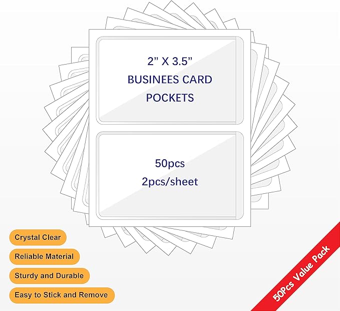 Clear Adhesive Business Card Pocket swith Side Open - Image 2