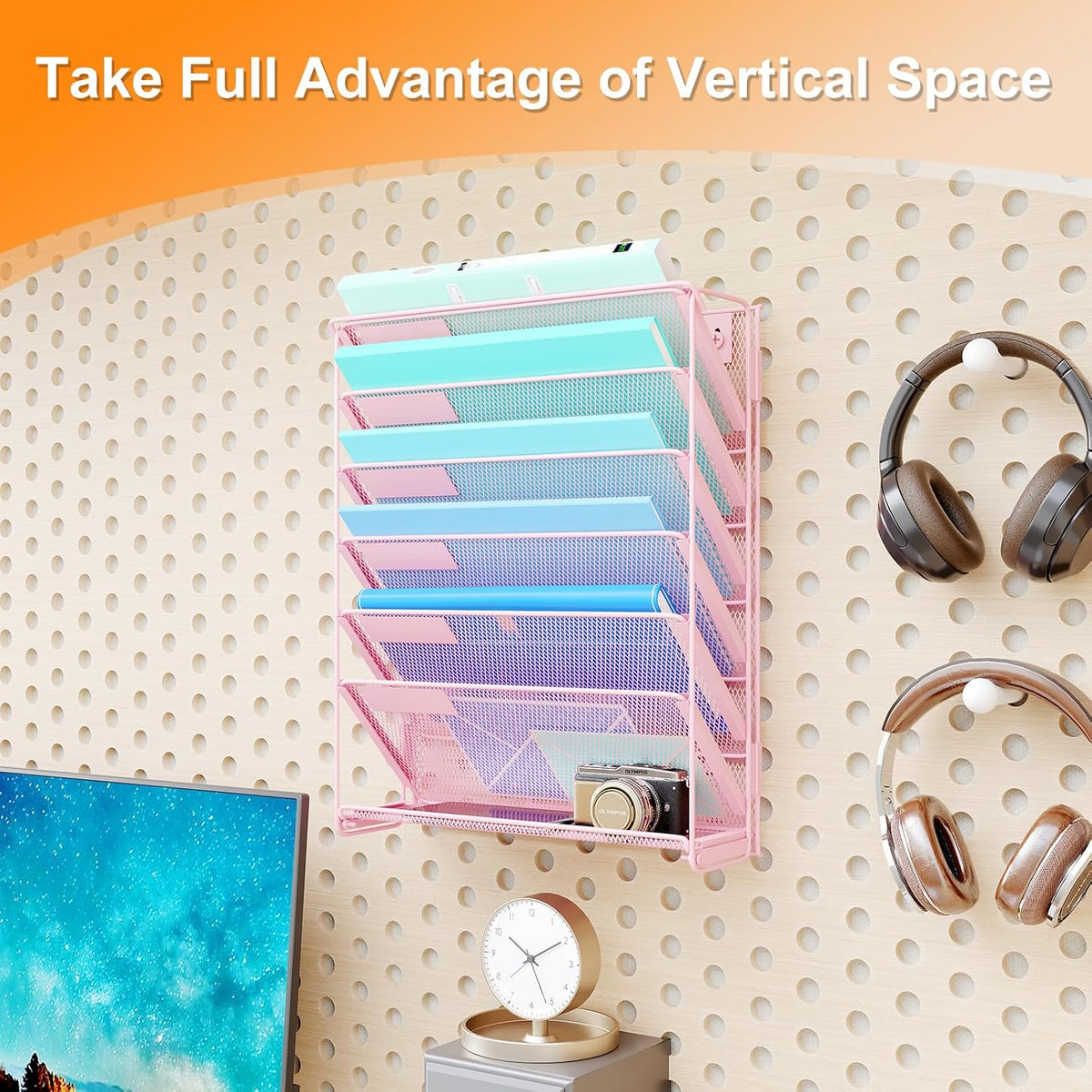 Kuntine.B Wall File Organizer Office Hanging Magazine Holder Wall File Organi...