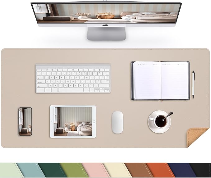AFIING Leather Desk pad Protector, Large Non-Slip Office Desk Mat by AFIING