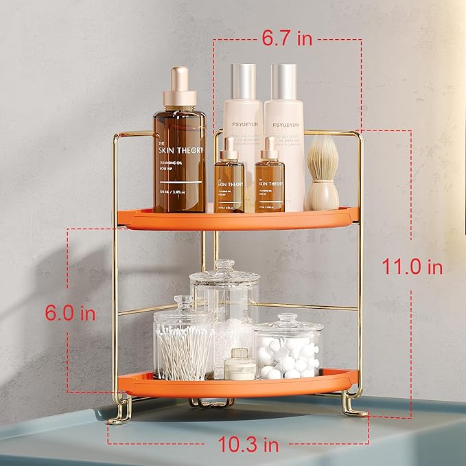 FSyueyun 2-Tier Corner Bathroom Counter Organizer, Tool-Less Installation - Image 2