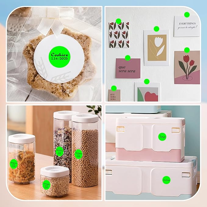 1 Inch Round Color Coding Labels, 1000 Dots Per Roll Fluorescent Green Color - Image 7