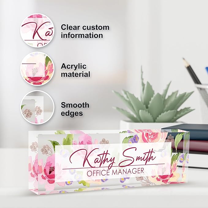 Personalized Name Plate for Desk, Custom Desk Name Plate, Acrylic Name Plate - Image 3