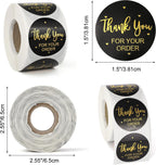 Yoption 500 Pcs 1.5 Inch Black Thank You Stickers Roll for Small Business, Self-Adhesive Envelope Seal Stickers