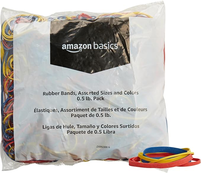 Amazon Basics Assorted Size and Color Rubber Bands, 0.5 lb. by AmazonBasics