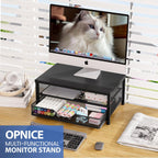 opnice computer monitor stand riser, desk organizer with shown in use
