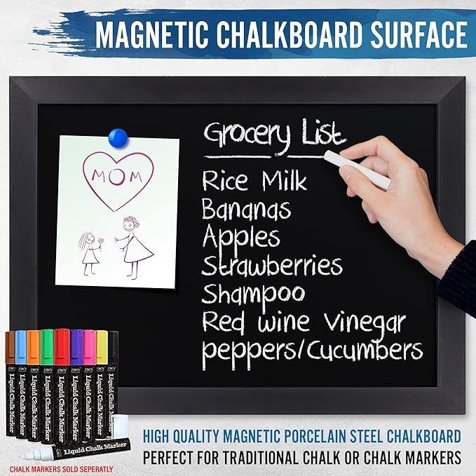 HBCY Creations 18" x 24" Rustic Black Solid Wood Frame Wall Chalkboard - Image 5