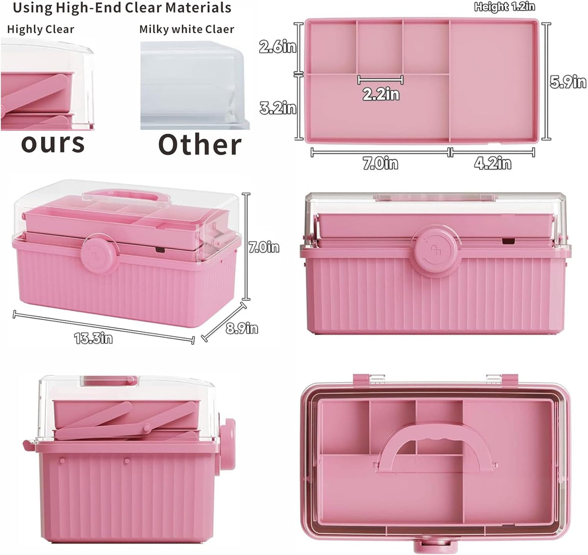 yieach plastic sewing box organizer with handle- portable shown in use