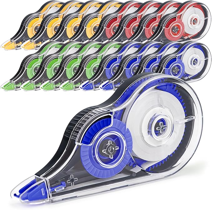 JEFURE 16 Pcs 39.4 Ft Colorful Correction Tape, Tear-Resistant White Correct by JEFURE