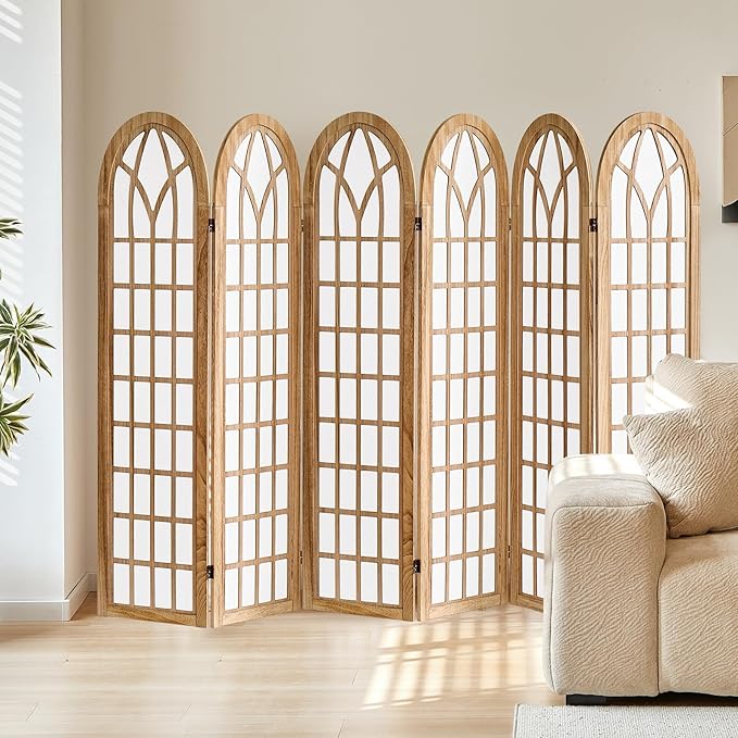 Asnefeli 6 Panel Japanese Room Divider, Shoji Style Partition Divider, Fully by AsNefeli