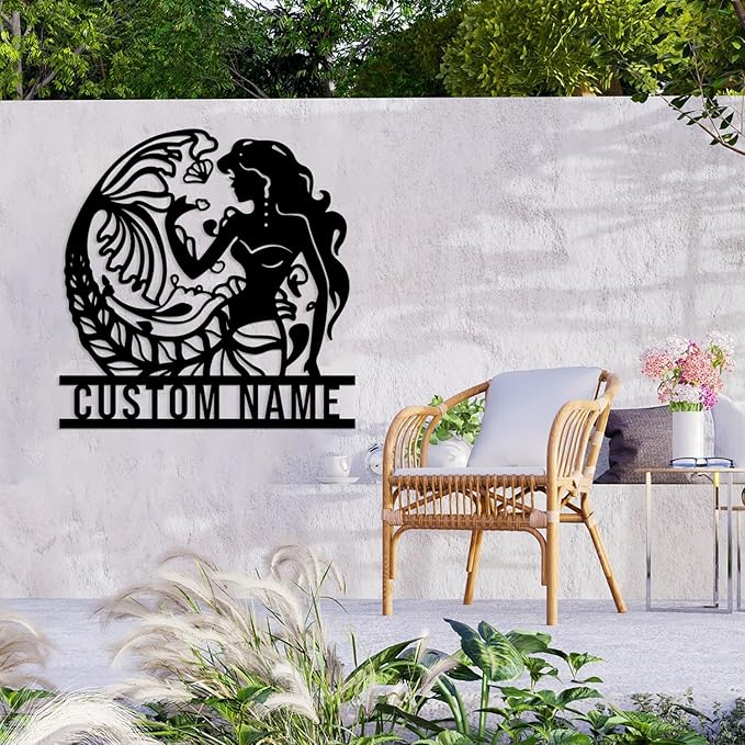 Custom Mermaid Metal Sign, Personalized Mermaid Name metal Signs, Mermaid Wall - Image 5