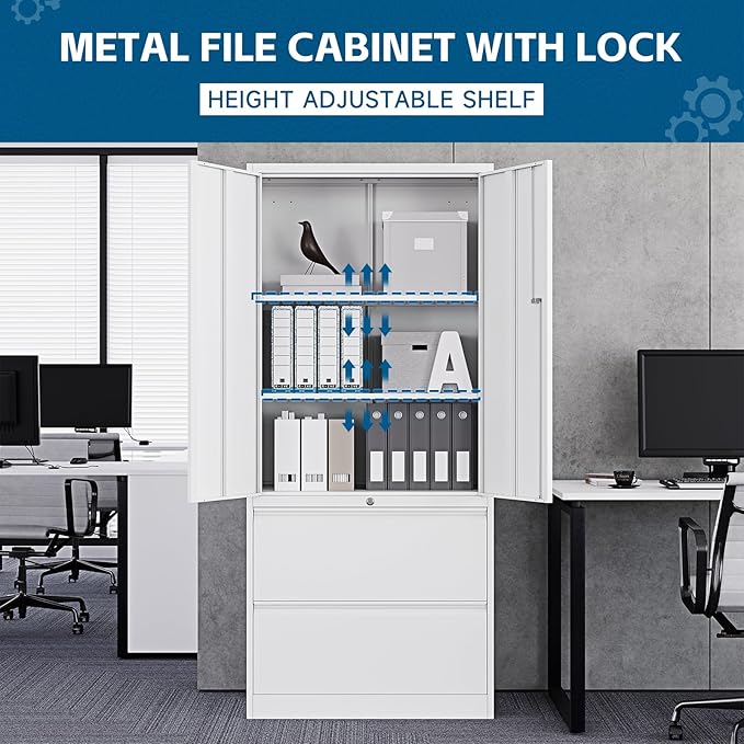 PEUKC 2-Drawer Metal File Cabinet, Lateral Vertical Filing Cabinets - Image 8