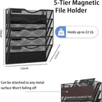 LQPAFZ 5-Tier Magnetic File Holder, No Drilling Installation File Cabinet - Image 2