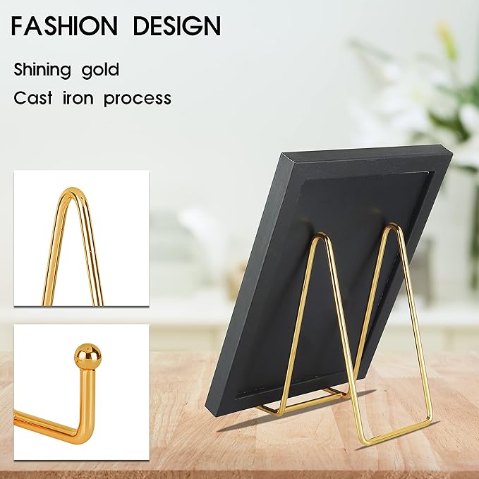 Decolore 6 inch 3 Pack Gold Metal Display Stands Plate Stands Plate Holder - Image 3