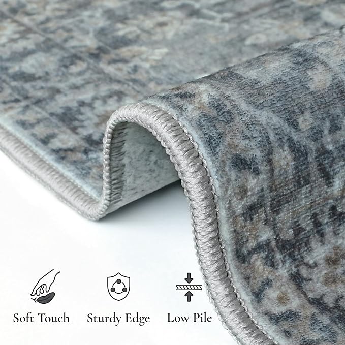 GENIMO 8x10 Area Rugs for Living Room, Machine Washable Non Slip Vintage Rugs - Image 7