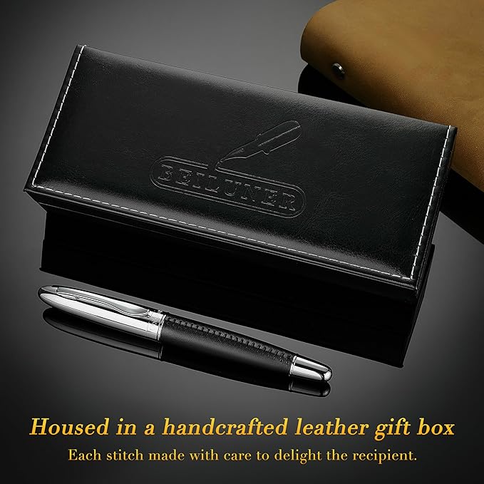 BEILUNER 318 Luxury Personalized Leather Pen, Hand-Stitched Premium Black - Image 6