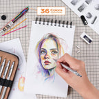 nicpro 33pcs metal mechanical pencil set in leather, side view