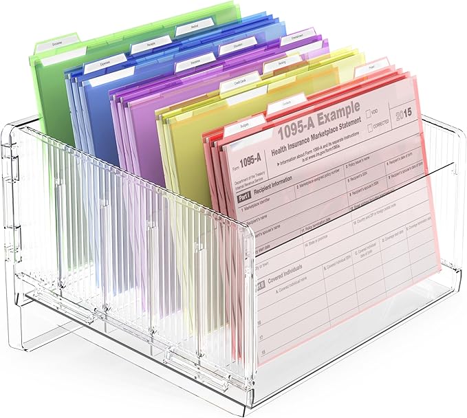 Cuukie File Sorter Organizer, 5 Sections Acrylic Letter Tray - Image 8
