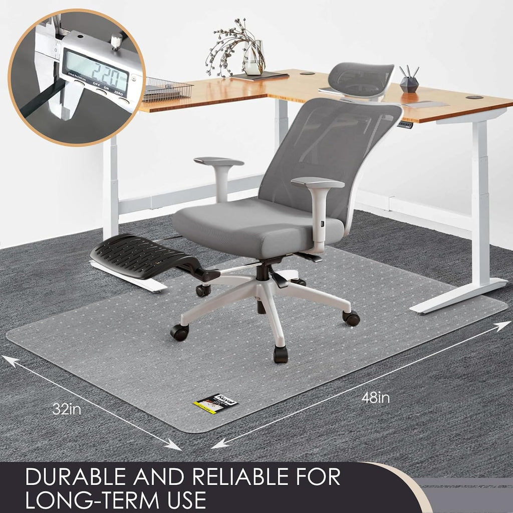 Kuyal Office Chair Mat for Carpet, Clear Heavy Duty Computer Chair Mat | 32‘’x48‘’, Under Desk Protector Carpeted Floors Mat, Easy Chair Movement,Ship Flat