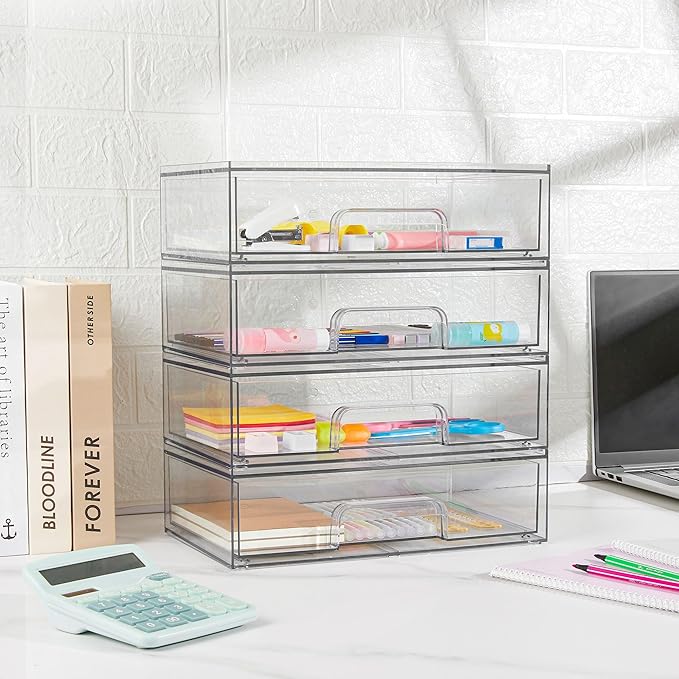 Vtopmart 12.1''W Clear Stackable Storage Drawers, 2 Pack Acrylic Plastic - Image 7